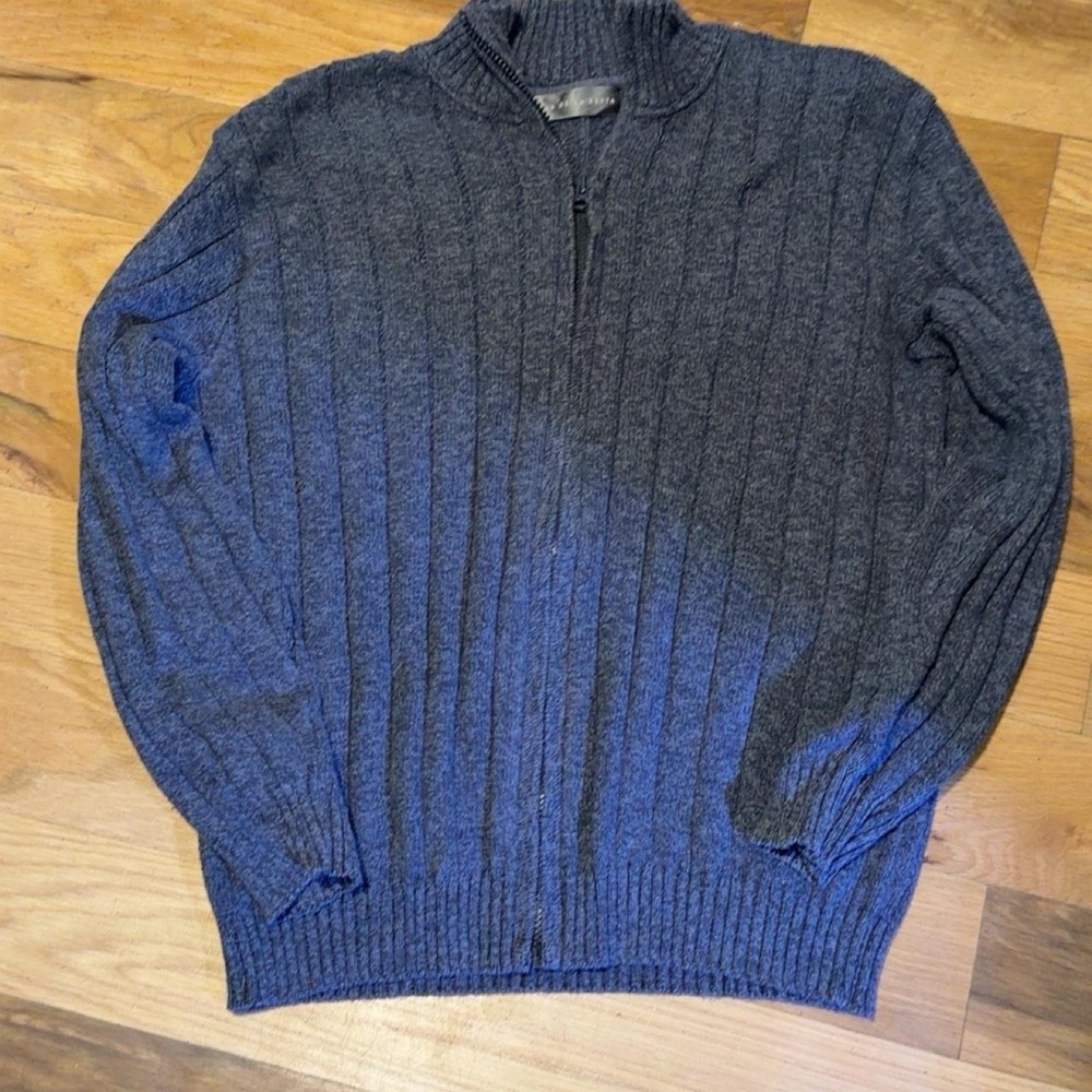 Oscar de la Renta Mens Ribbed Quarter-Zip Sweater Charcoal Gray XXL 00091